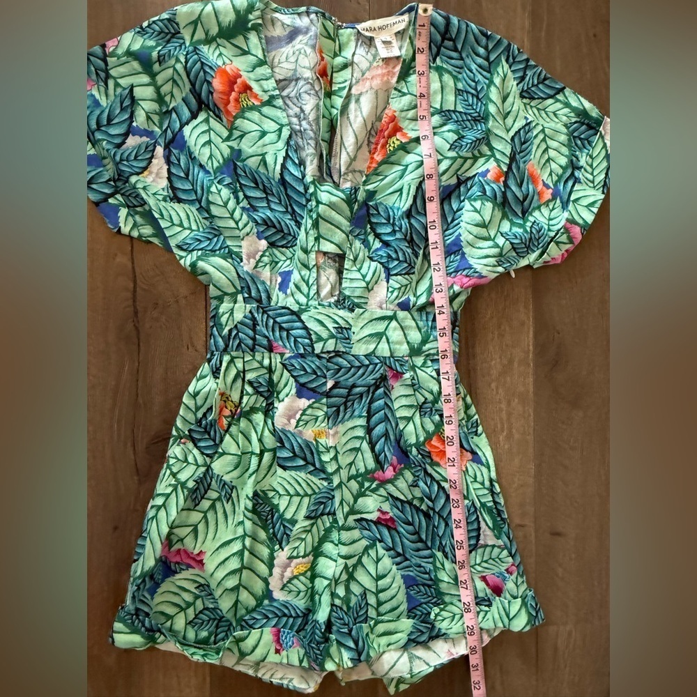 Mara Hoffman Bandeau Romper in Leaf Linen Size 0 - Picture 8 of 10